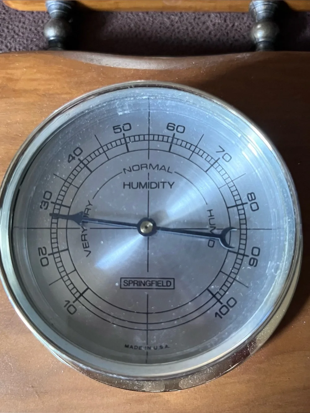 VTG Springfield  Weather Station Barometer Thermometer Humidity Wood with Eagle